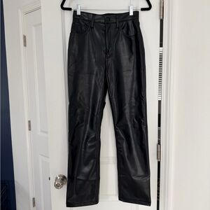Abercrombie & Fitch Black Vegan Leather 90s Straight Leg Jeans